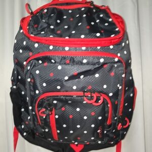 EMBARK Black and Red Polka Dot LARGE NYLON Backpack BAG